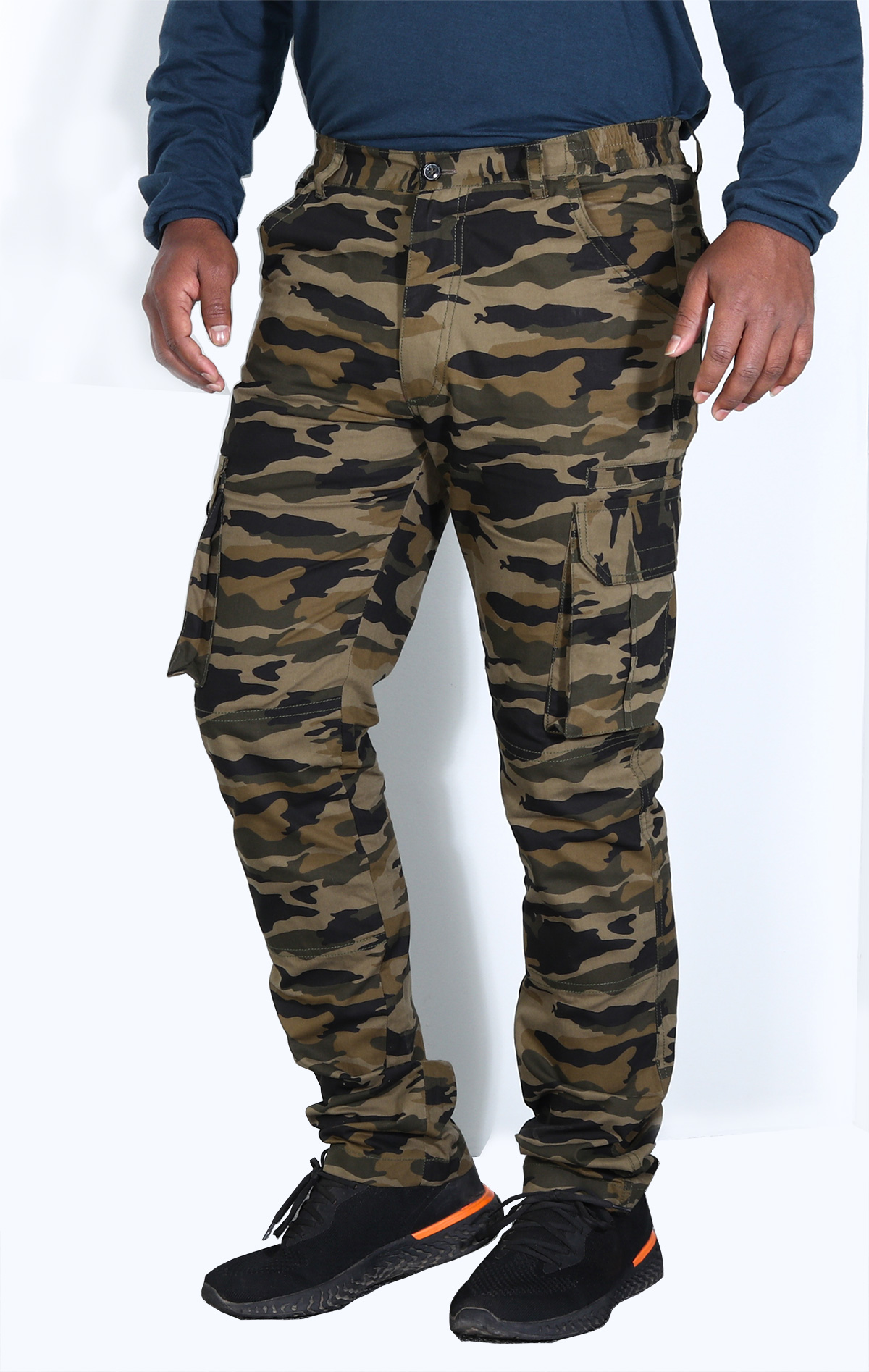 Cargo Pants- Khaki Olive Camouflage- 100% Cotton – WildRoar.in
