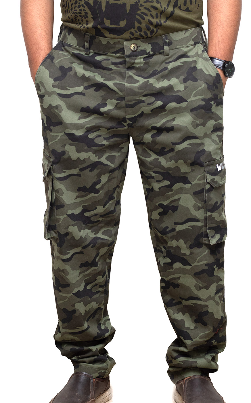 Cargo Pants- Green Camouflage- 100% Cotton-Strong – WildRoar.in