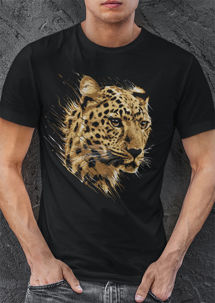 Leopard- Black Tshirt- Cotton – WildRoar.in
